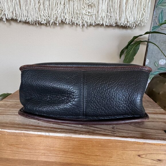 Vintage Brighton Black Brown Croc Embossed Structured Double Strap Shoulder Bag - Picture 9 of 16